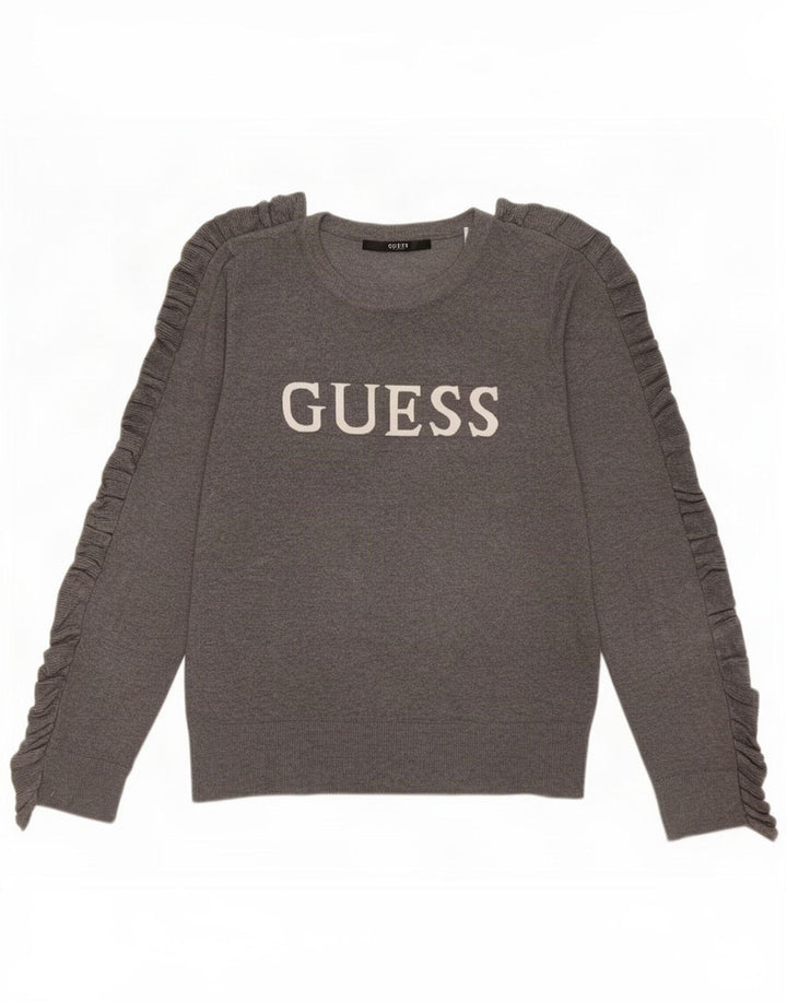 Pulover pentru femei Guess Graphic Crew Neck UK 14 Gri mediu