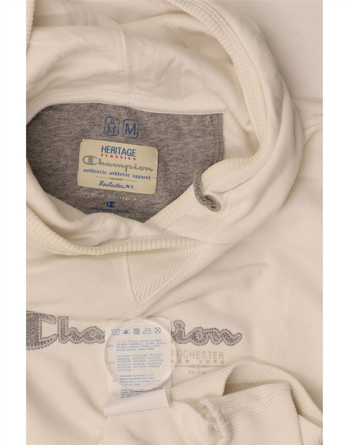 Pulover pentru damă CHAMPION Heritage Classics Graphic Hoodie UK 14 Medium White