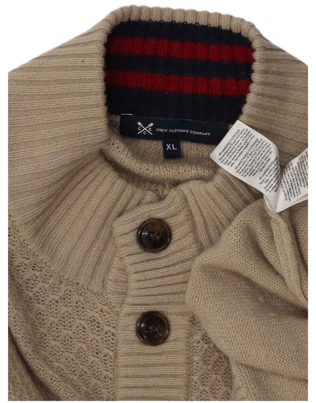 Crew Clothing Pulover pentru bărbați cu gât cu nasturi XL Lână de miel gri