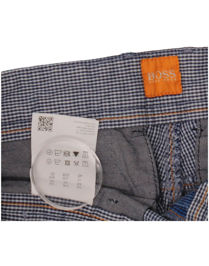 Pantaloni scurți cargo pentru bărbați Hugo Boss EU 48 Medium W34 Blue Gingham Bumbac