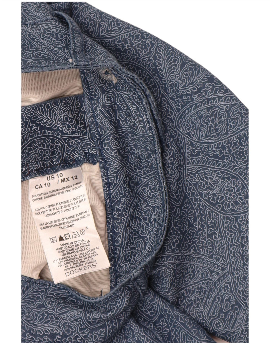 DOCKERS Pantaloni Capri pentru femei US 10 Large W30 L20 Bleumarin Paisley