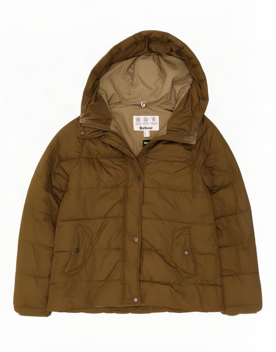 Jachetă căptușită supradimensionată cu glugă pentru femei Barbour UK 8 Poliester verde mic