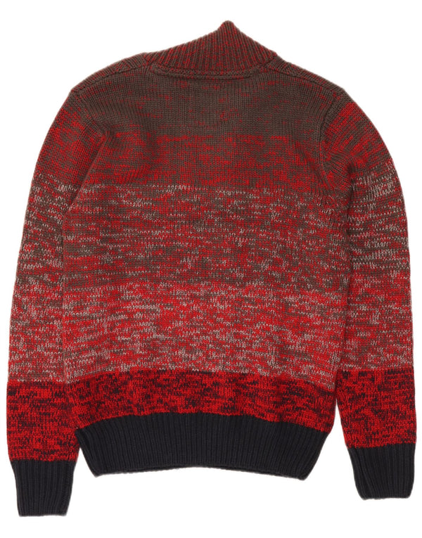 Pulover pentru femei VINTAGE cu gât cu nasturi, UK 18 XL, roșu, bloc de culoare