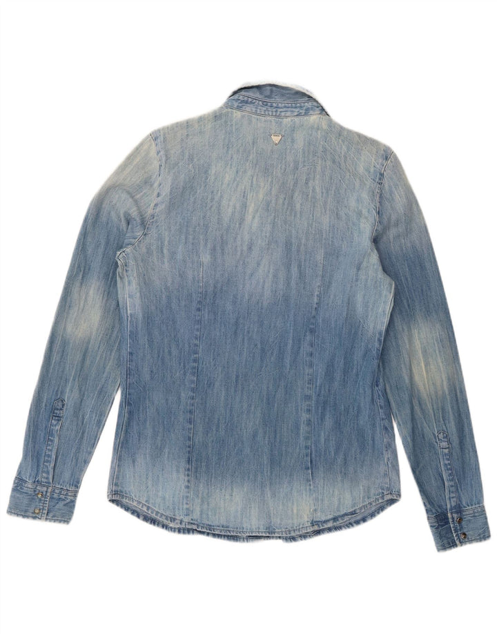 Cămașă denim supradimensionată Guess pentru femei UK 6 XS Bumbac albastru