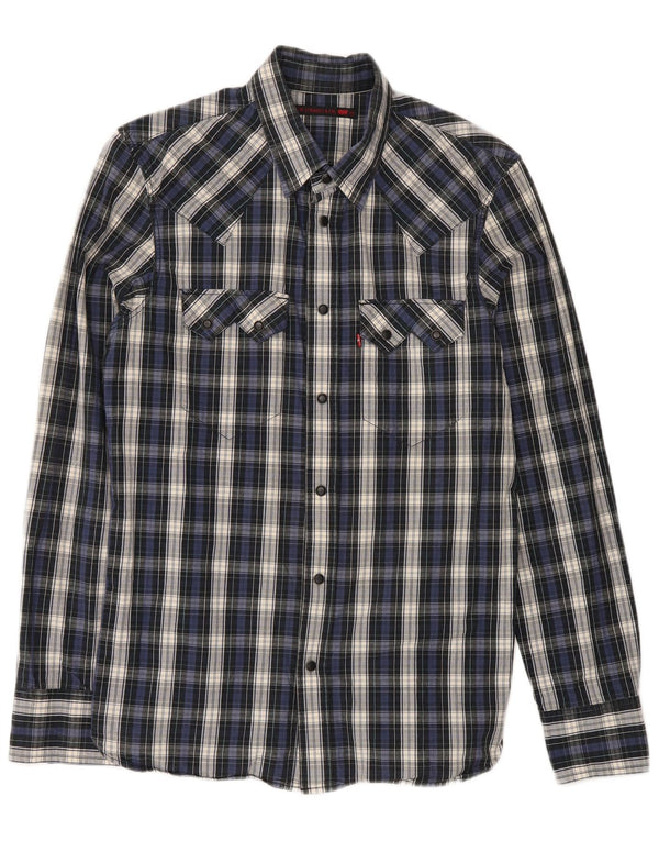 Cămașă pentru bărbați Levi's, din bumbac cu carouri, albastru bleumarin mediu