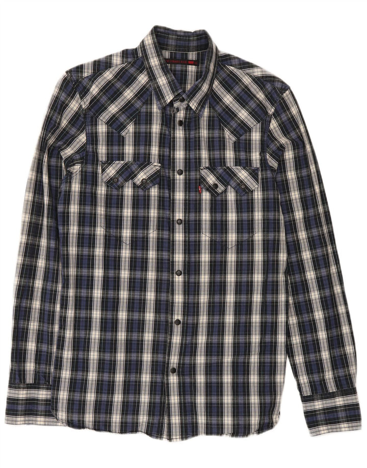 Cămașă pentru bărbați Levi's, din bumbac cu carouri, albastru bleumarin mediu