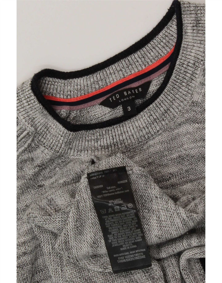 Pulover pentru bărbați Ted Baker, cu gât roșu, mărimea 3, in pete, gri mediu