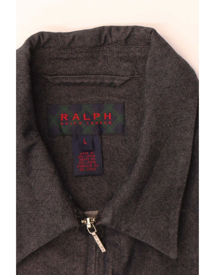 Jachetă bomber pentru femei Ralph Lauren UK 14 mare bumbac gri