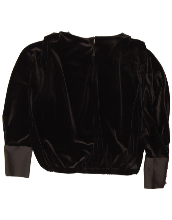 Bluză din catifea cu mânecă lungă pentru femei Zara UK 14 Medium Negru