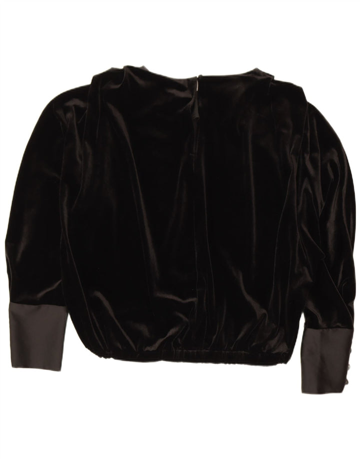 Bluză din catifea cu mânecă lungă pentru femei Zara UK 14 Medium Negru