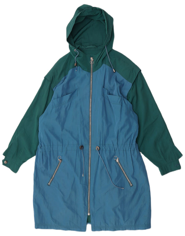 Jachetă Parka Vintage pentru femei cu glugă UK 22 3XL Albastru Poliester color bloc