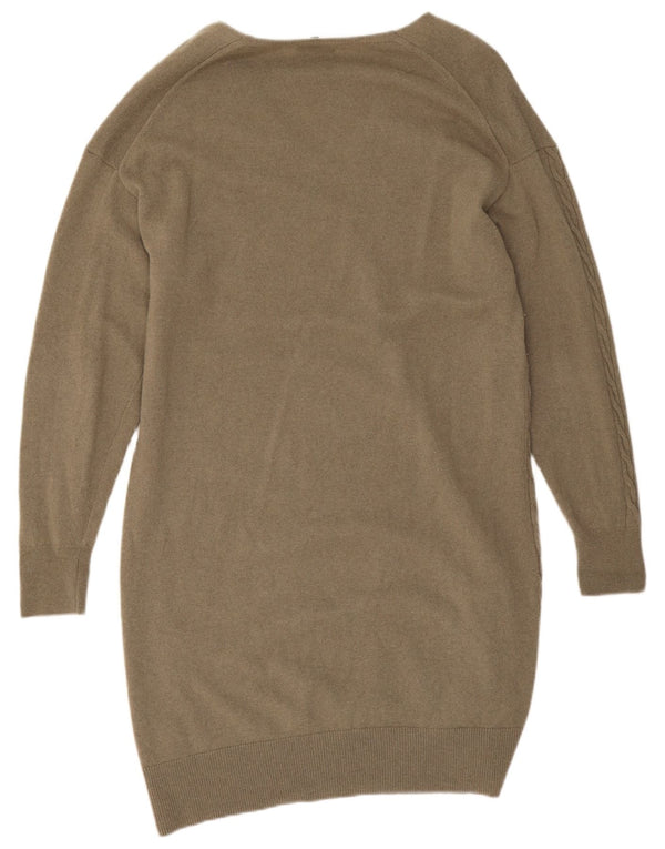 Massimo Dutti Rochie Jumper cu mânecă lungă pentru femei UK 14 Medium Khaki Lână