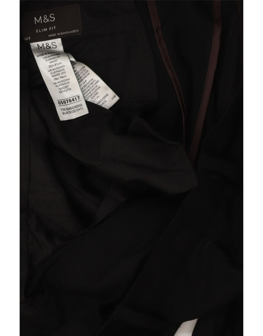 MARKS & SPENCER Pantaloni chino slim pentru bărbați L32 L28 Poliester negru