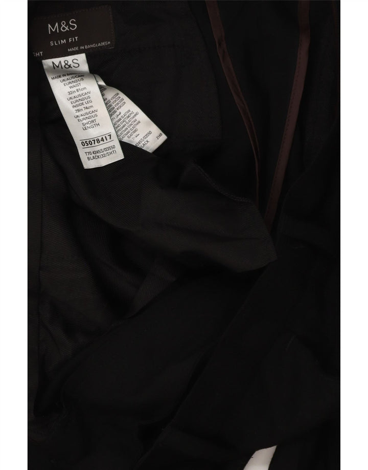 MARKS & SPENCER Pantaloni chino slim pentru bărbați L32 L28 Poliester negru