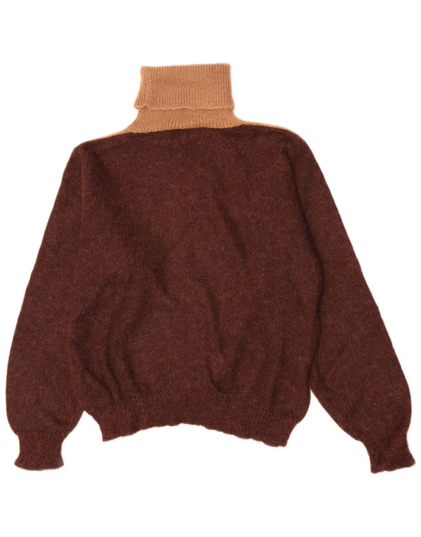 Pulover vintage cu gât rulat pentru femei UK 16, mare, maro
