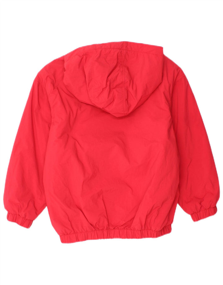 BENETTON Boys Hooded Anorak Jacket 7-8 Years Medium Red Polyamide