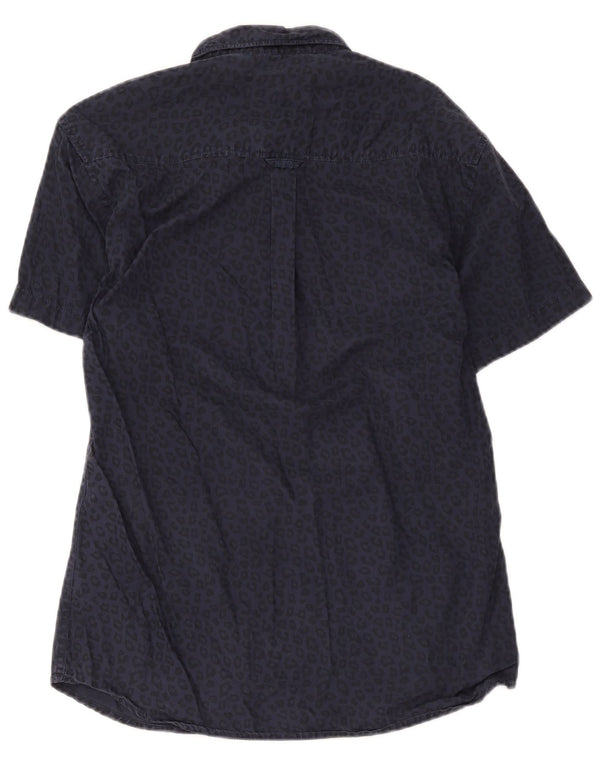 Cămașă Jack & Jones pentru bărbați cu mânecă scurtă, mare, albastru, bumbac cu imprimeu animal