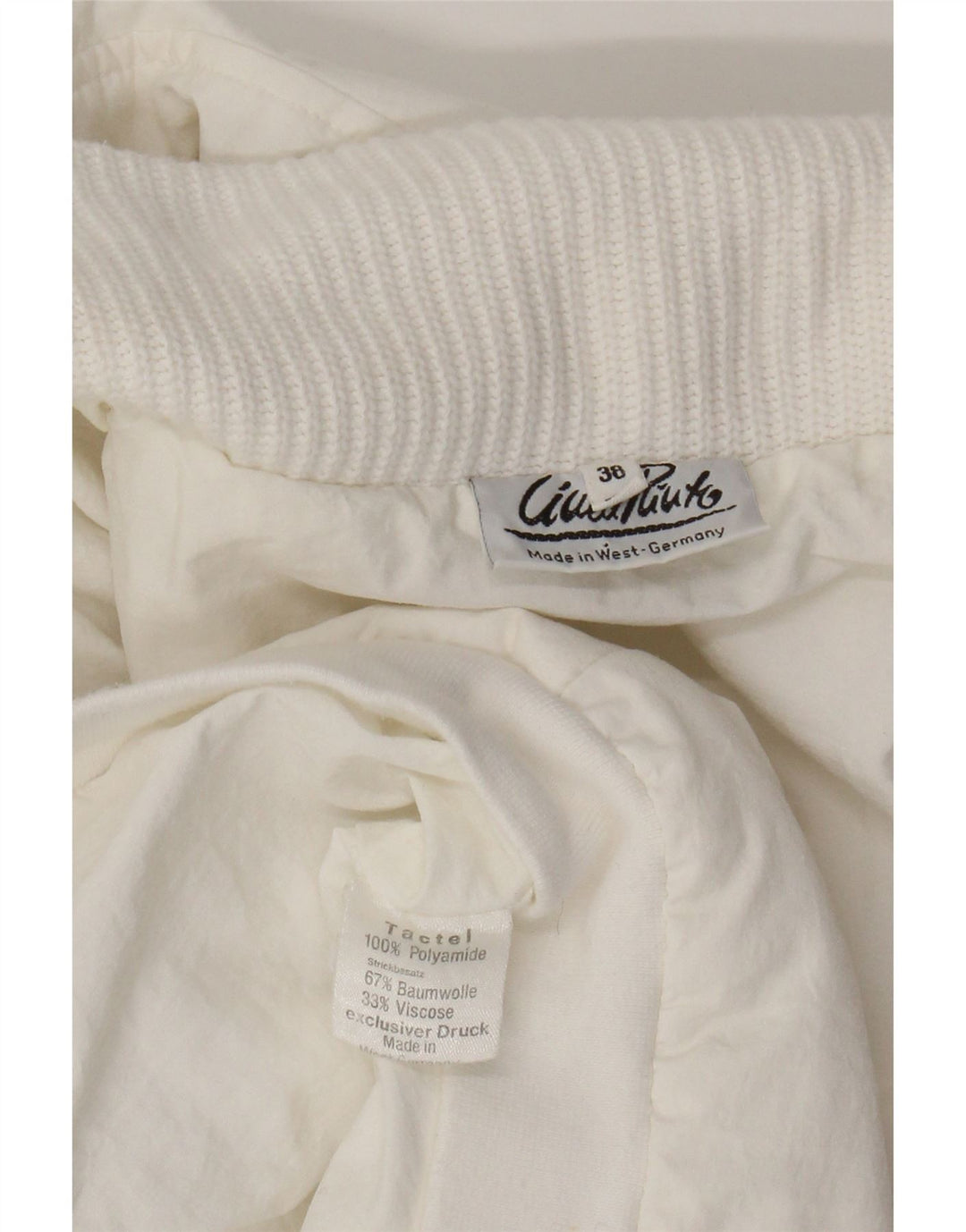 VINTAGE Jachetă supradimensionată pentru damă EU 38 Poliamidă albă medie