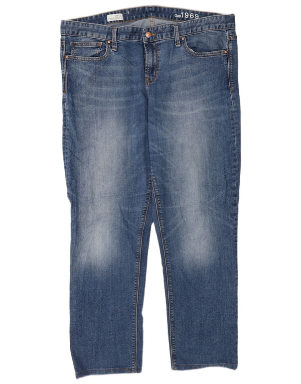 Blugi drepti înalți pentru femei Gap UK 18 XL W34 L30 Bumbac albastru