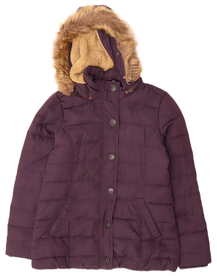 Crew Clothing Jachetă căptușită cu glugă pentru femei UK 10 Poliester violet mic