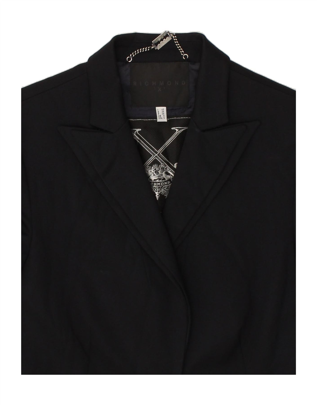 RICHMOND Womens 1 Button Blazer Jacket UK 8 Small Black Vintage Richmond and Second-Hand Richmond from Messina Hembry 