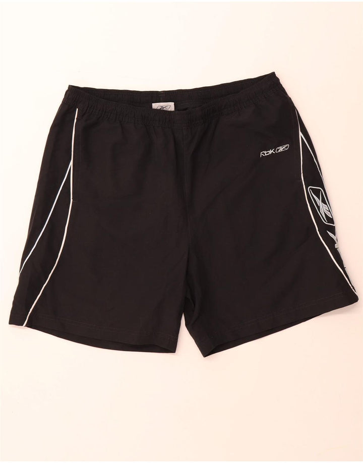 Pantaloni scurți sport grafic REEBOK pentru bărbați, mari, negru, poliester