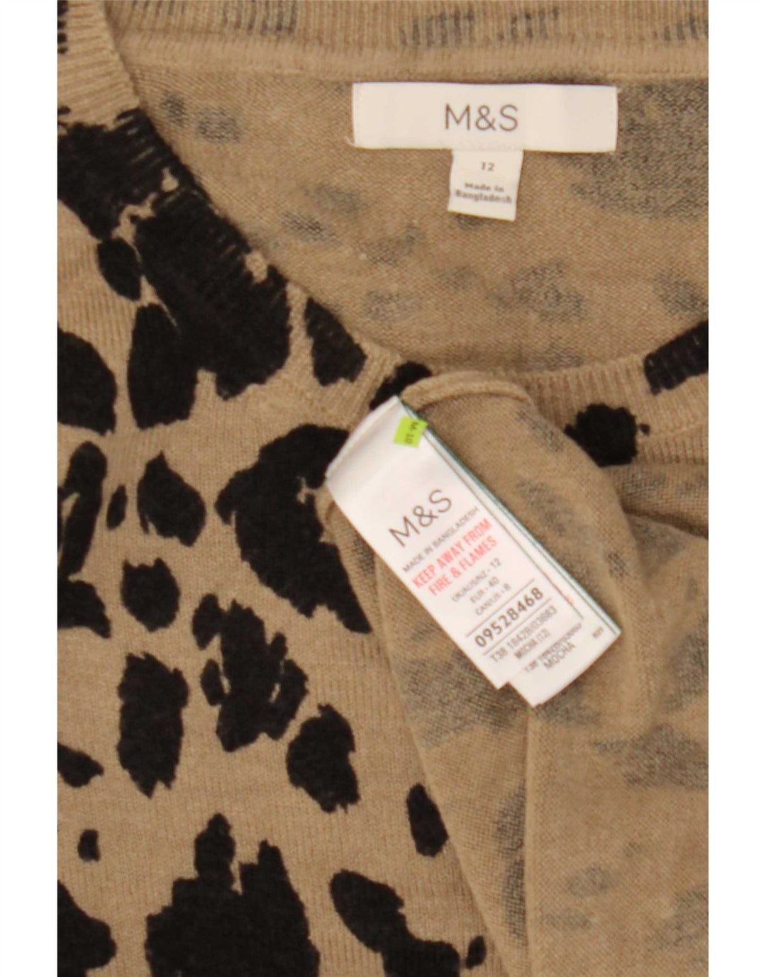 Pulover pentru femei Marks & Spencer cu decolteu triplu UK 12 Medium Bej