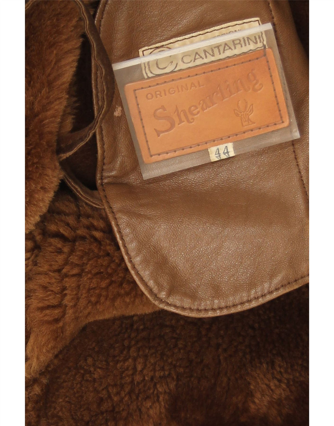 Palton din shearling vintage pentru femei IT 44 maro mediu din shearling clasic