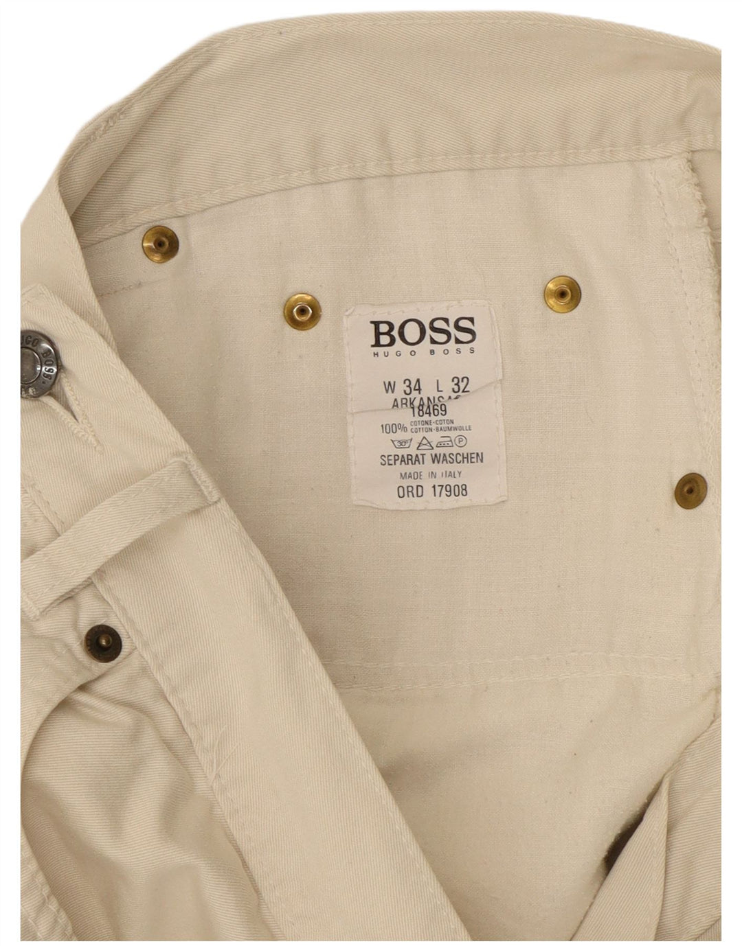 Blugi conici pentru bărbați HUGO BOSS Arkansas W34 L32 bumbac alb
