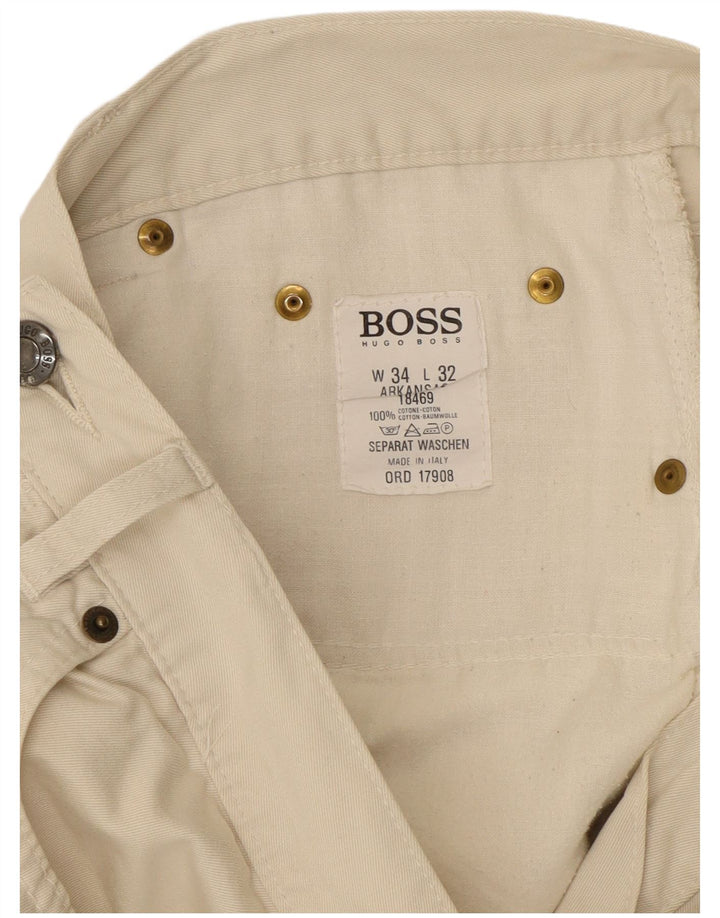 Blugi conici pentru bărbați HUGO BOSS Arkansas W34 L32 bumbac alb