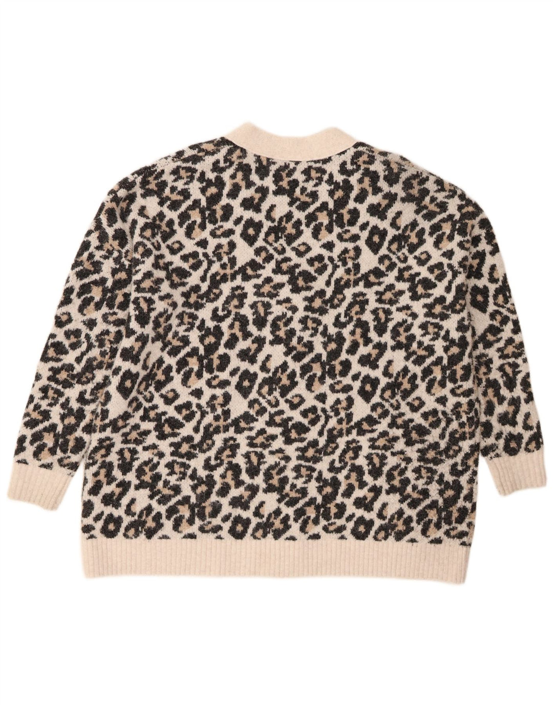 Pulover cardigan supradimensionat pentru femei Zara Marea Britanie 14 Medium Alb Imprimat Animal
