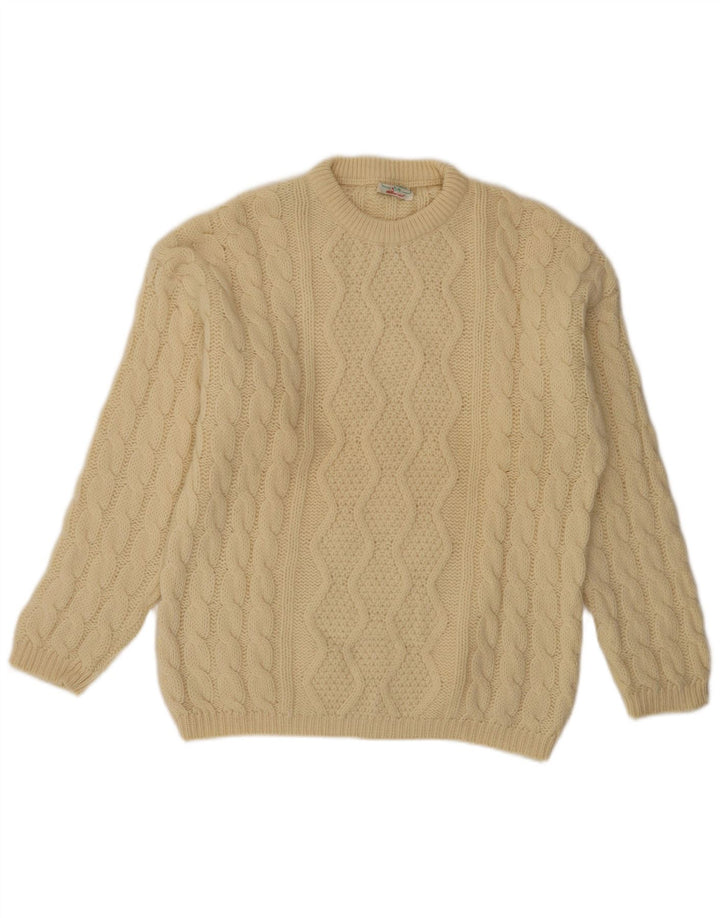 Pulover Benetton pentru bărbați cu gât roșu IT 48 Medium Beige Lână
