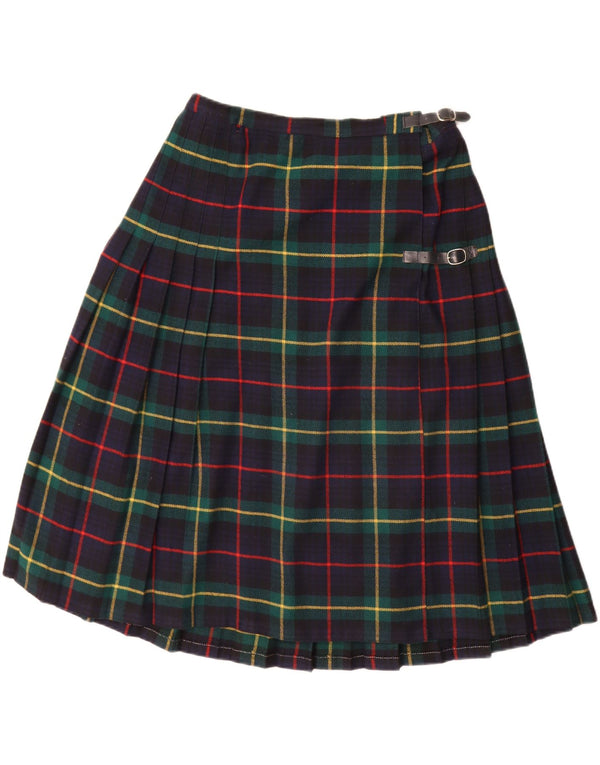 Fusta de epocă pentru femei cu kilted Wrap IT 46 Large W32 Bleumarin în carouri acrilic