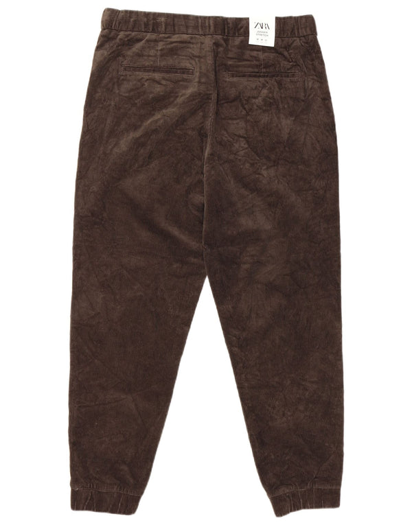Pantaloni de jogging pentru bărbați Zara Pantaloni din velur mediu L32 L26 Bumbac maro