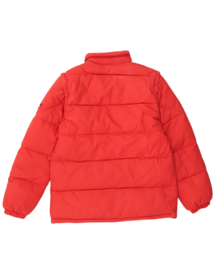 Jachetă căptușită cu glugă vintage pentru bărbați IT 46 Small Red Colorblock Poliester