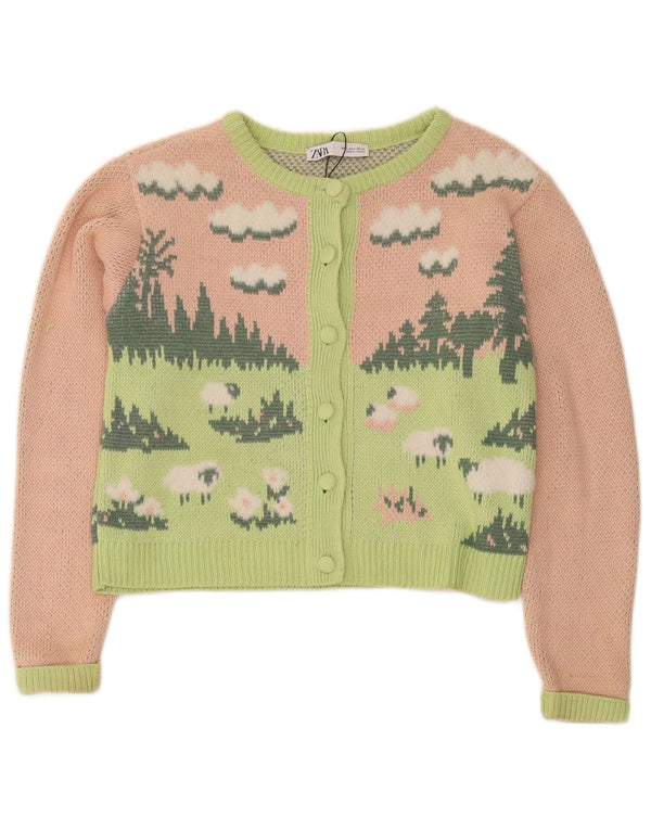 Pulover cardigan cu crop relaxat pentru femei Zara UK 10 Mic Roz Noutate