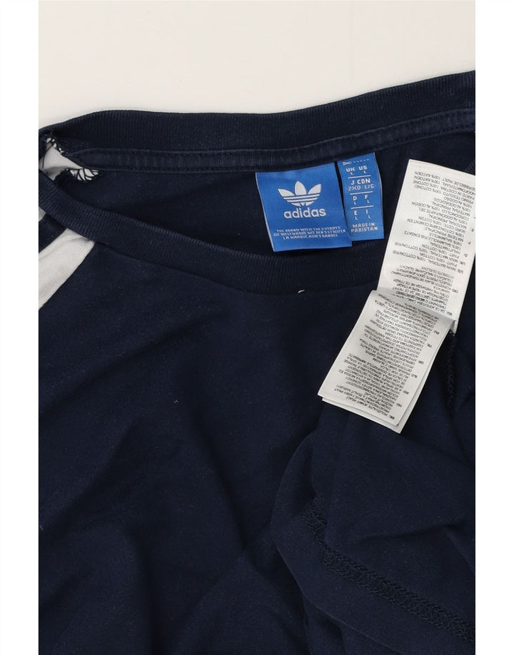 Top grafic pentru bărbați ADIDAS cu mânecă lungă, mare, albastru bleumarin, bumbac color bloc