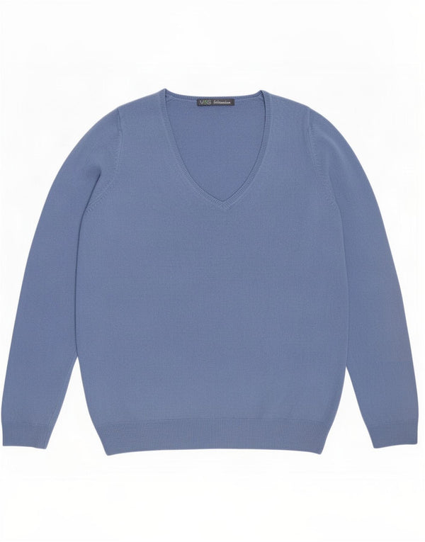Pulover pentru femei Marks & Spencer cu decolteu în V UK 10 Mic albastru acrilic