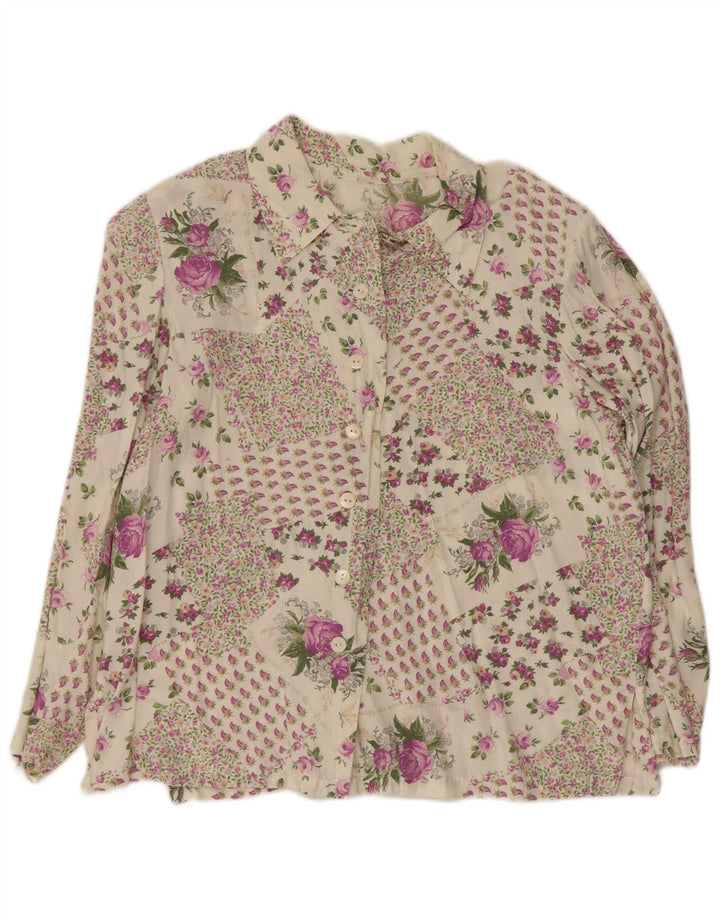 Cămașă vintage pentru femei UK 16 mare, multicoloră, florală