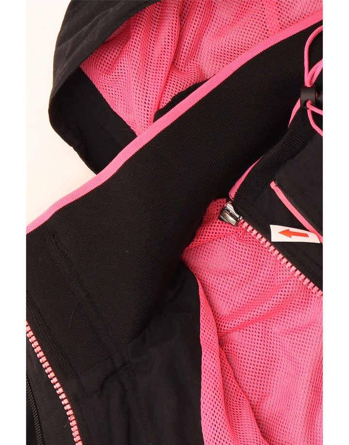 Jachetă de ploaie cu glugă Superdry pentru femei UK 14, mare, negru, nailon