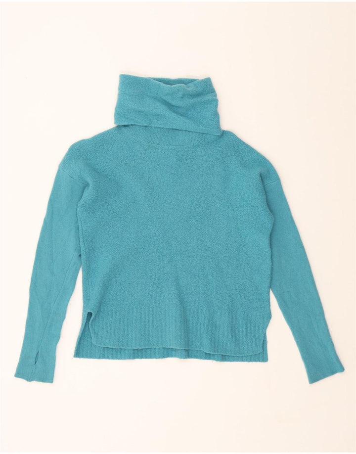 BENETTON Womens Oversized Roll Neck Jumper Sweater UK 6 XS Blue Wool Vintage Benetton and Second-Hand Benetton from Messina Hembry 
