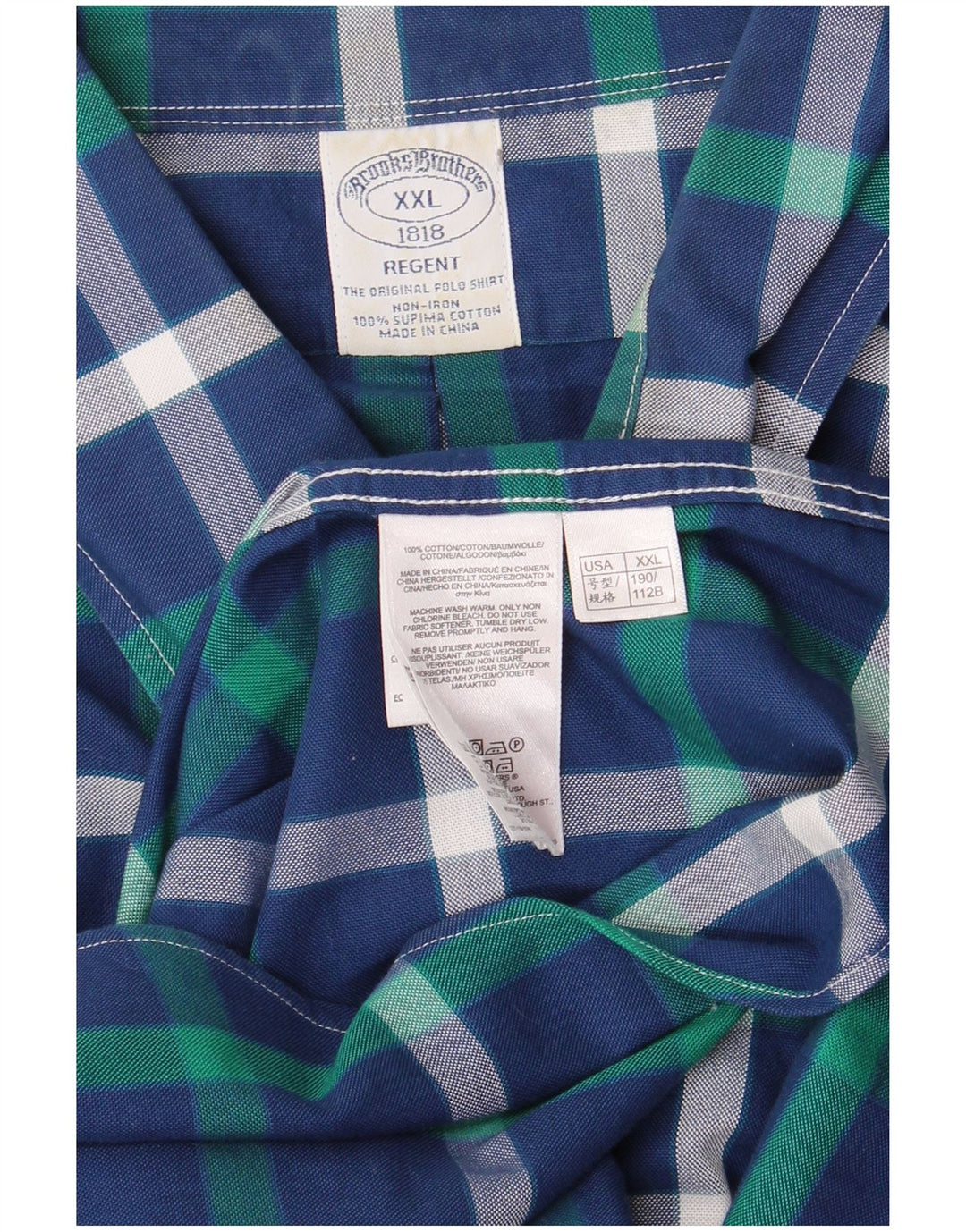 Cămașă Regent pentru bărbați Brooks Brothers 2XL, bumbac cu carouri albastre