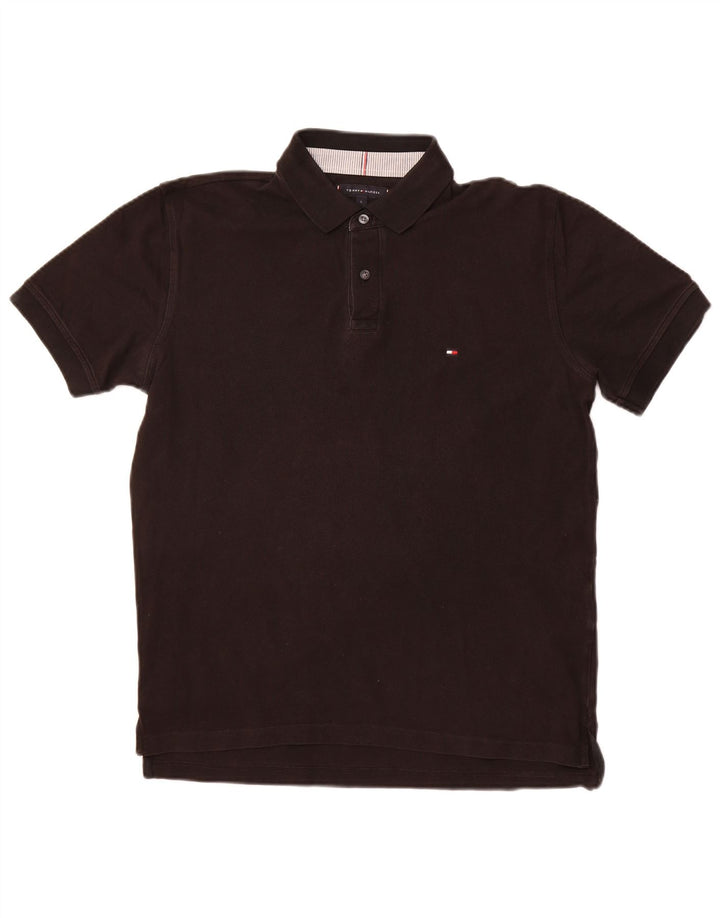 Tricou polo TOMMY HILFIGER pentru bărbați, bumbac negru mare
