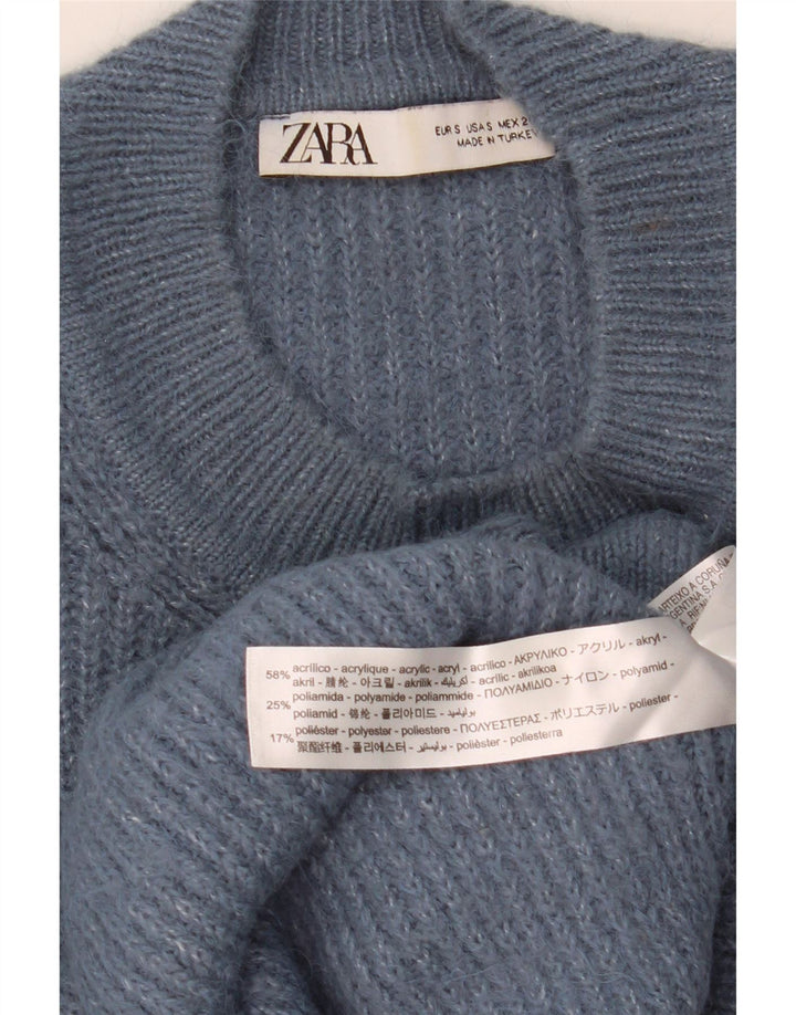 Pulover supradimensionat pentru femei ZARA, cu gât crew, UK 10 Mic, bleumarin