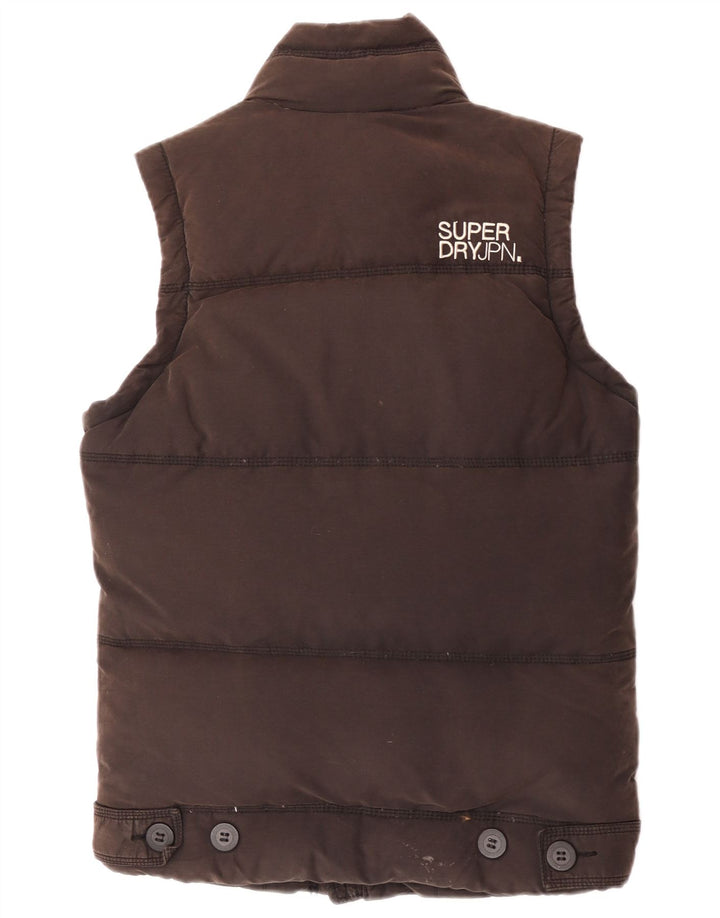 Gilet căptușit pentru femei Superdry UK 36 mic, maro, bumbac