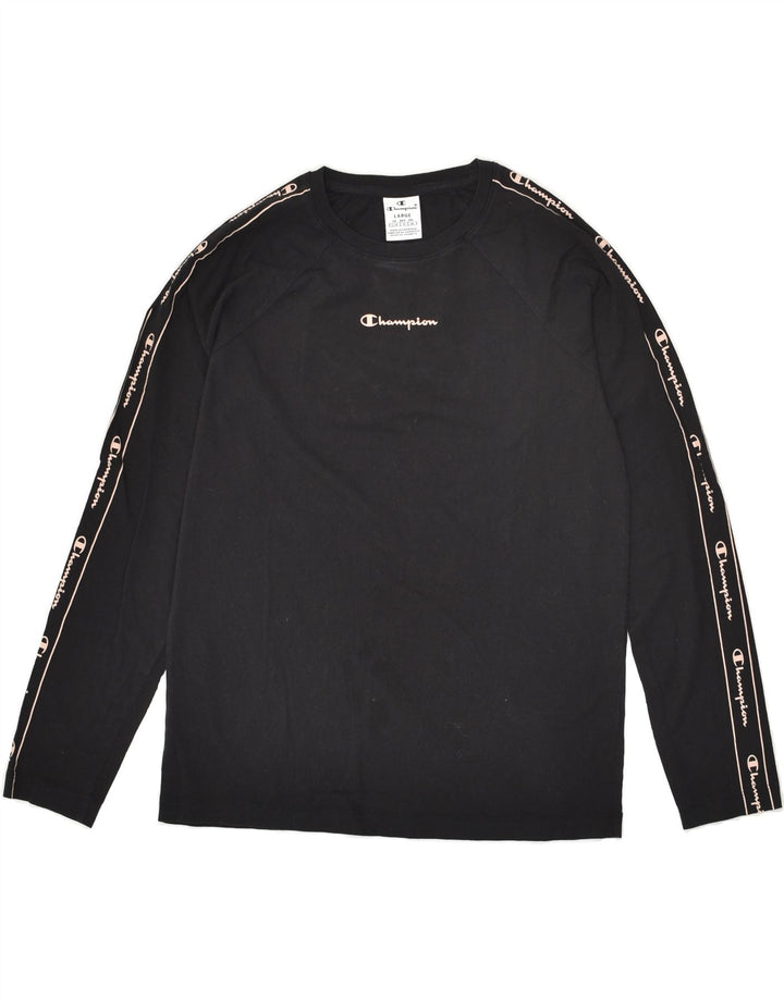 CHAMPION Womens Graphic Top Long Sleeve UK 14 Large Black Vintage Champion and Second-Hand Champion from Messina Hembry 