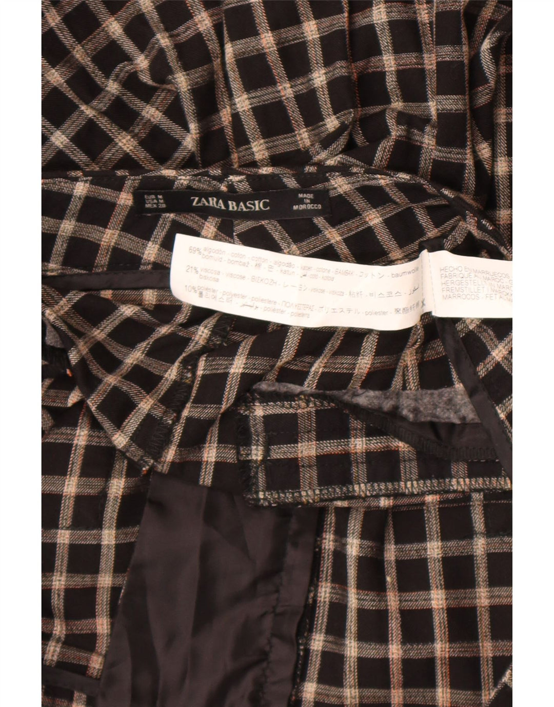 Pantaloni tăiați pentru femei Zara Mediu L28 L23 Bumbac cu carouri negru
