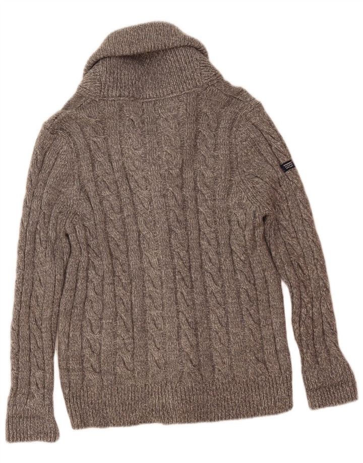 Pulover cardigan pentru bărbați Superdry, gri mediu cu pete acrilice