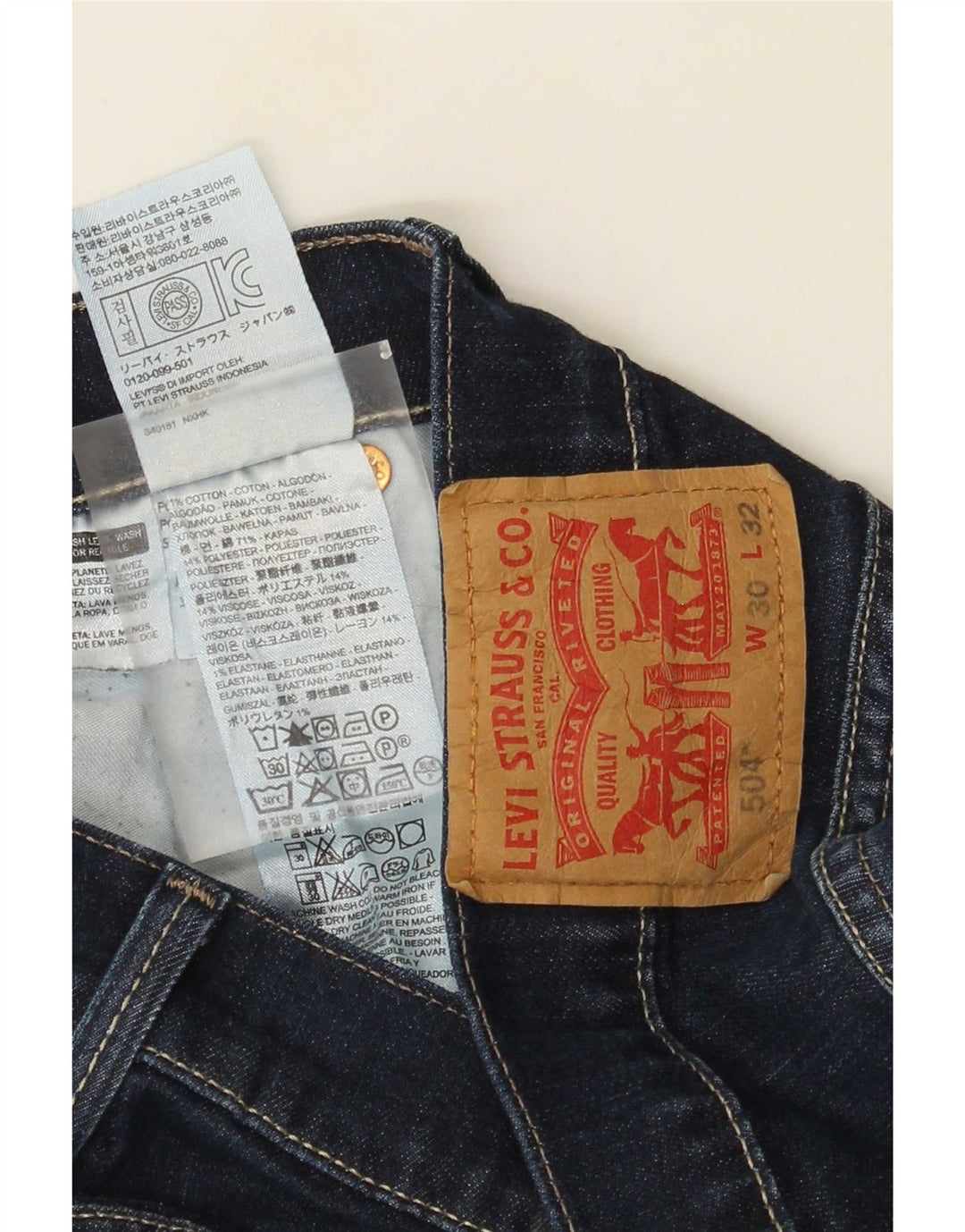 Blugi drepti 504 pentru femei Levi's W30 L32 bumbac bleumarin