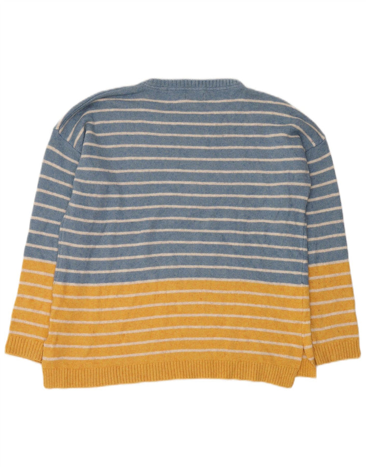 FAT FACE Pulover pentru femei cu decolteu triplu UK 12 Medium Blue Striped